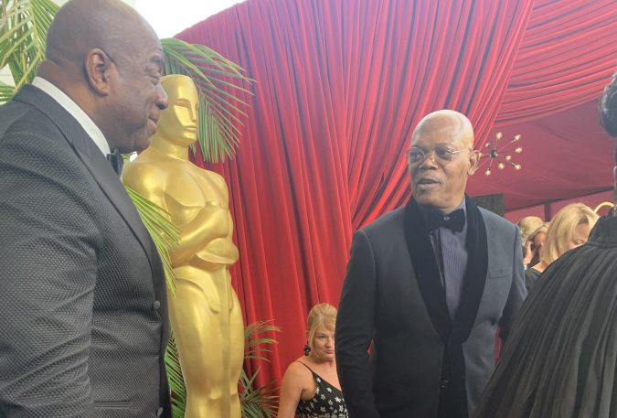 Magic Johnson (izq.) y Samuel L. Jackson.