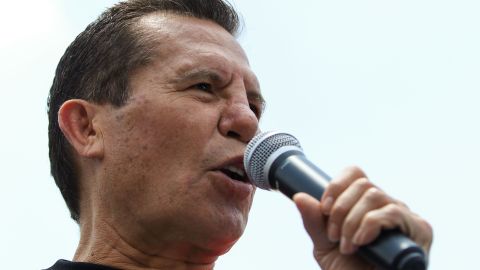 Julio Cesar Chávez, durante el entrenamiento público previo a la función de box Tributo a los Reyes.