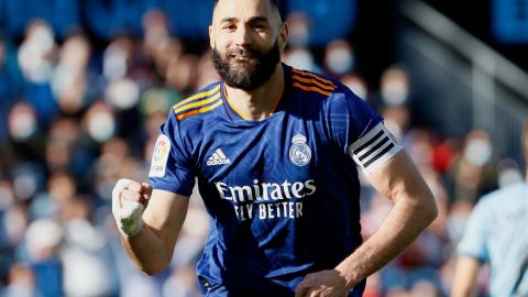 Karim Benzema marcó dos goles contra el Celta de Vigo con el Real Madrid por La Liga española.