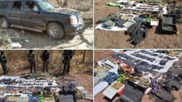 Ejército mexicano incauta arsenal, tras balacera con narcos en Michoacán.