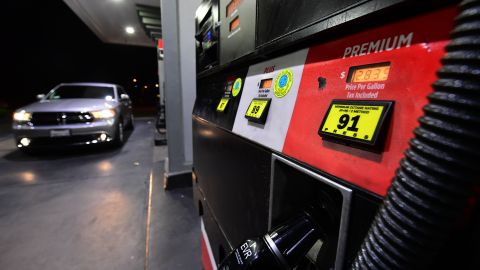 A vehicle pulls into a petrol station in Los Angeles, California on April 21, 2020, a day after oil prices dropped to below zero as the oil industry suffers steep falls in benchmark crudes due to the ongoing global coronavirus pandemic. - US oil prices surged on April 22 after falling below zero for the first time at the start of the week as markets drown in crude due to a virus-triggered collapse in demand. (Photo by Frederic J. BROWN / AFP) (Photo by FREDERIC J. BROWN/AFP via Getty Images)