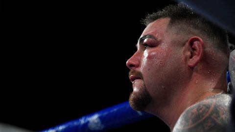 Andy Ruiz, boxeador estadounidense de ascendencia mexicana, en su última pelea el 1 de mayo de 2021.