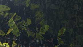 Aficionados del Villarreal presentes en el partido contra el Bayern Múnich.
