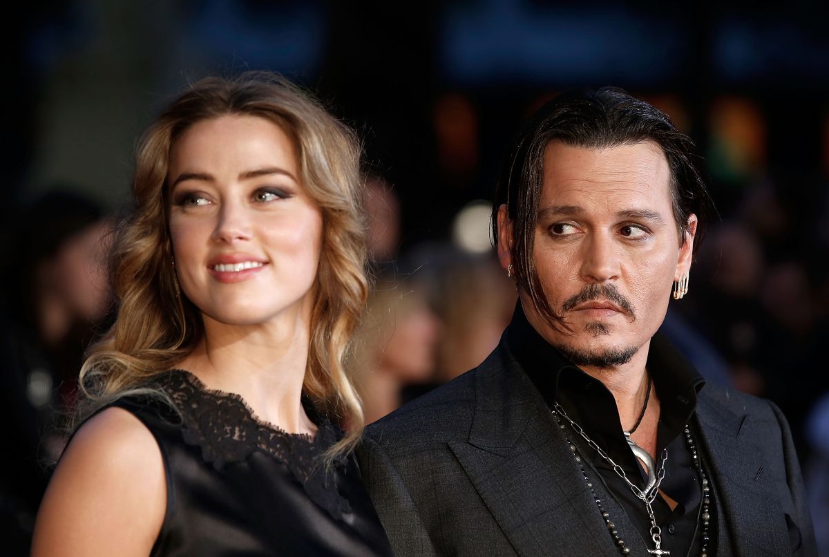 Amber Heard and Johnny Depp at a screening of "BlackMass".