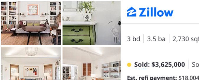 Así lucen las estancias y la cocina en el nuevo hogar de Emma Roberts (Zillow)