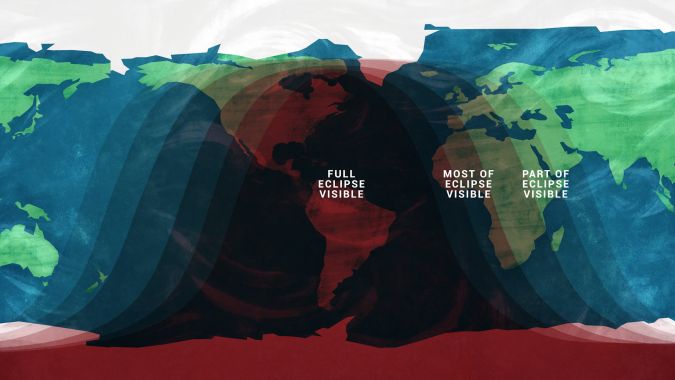 Mapa de visibilidad del eclipse para el eclipse lunar total del 15 y 16 de mayo de 2022