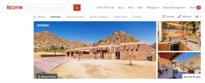 Así luce la casa en la que Amber Heard decidió refugiarse en un desértico lugar de California (REDFIN)