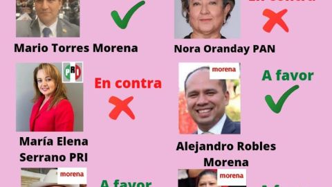 Diputados a favor y en contra de la reforma eléctrica. (Cortesía)