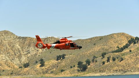 PIRU, CALIFORNIA - JULY 09: A U.S. Coast Guard helicopter flies over Lake Piru, where actress Naya Rivera was reported missing Wednesday, on July 9, 2020 in Piru, California. Rivera, known for her role in "Glee," was reported missing July 8 after her four-year-old son, Josey, was found alone in a boat rented by Rivera. The Ventura County Sheriff’s Department is coordinating a search and recovery operation. (Photo by Amy Sussman/Getty Images)