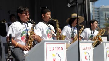 LOS ANGELES, CA - JUNE 28: LAUSD All City Jazz Band performs onstage at the BET Community Stage during the Fan Fest Outdoor during the 2013 BET Experience at L.A. LIVE on June 28, 2013 in Los Angeles, California. (Photo by Ben Horton/Getty Images for BET)