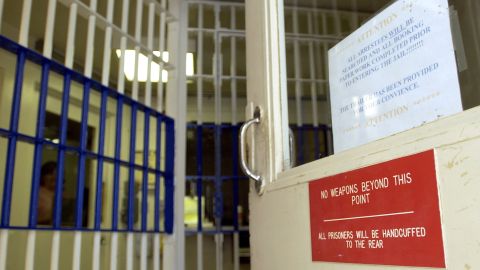 ORCUTT, CA - MAY 10: The back door into the booking area of the jail at the Santa Barbara County Sheriff Substation is shown May 10, 2005 in Orcutt, California. If convicted, Michael Jackson could be held in this facility. (Photo by Aaron Lambert-Pool/Getty Images)