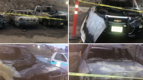 Sicarios le prenden fuego a patrullas de Tijuana, Baja California, en la frontera entre México y EEUU.