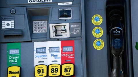 Gasoline and diesel fuel prices above six dollars a gallon are displayed on a pump at a Chevron gas station at North Alameda and West Cesar Chavez Ave near Union Station in downtown Los Angeles, California, on February 17, 2022. - In Los Angeles County, a new record for gas prices has now been set for the 11th time in 12 days. The average price of a gallon of self-serve regular is now $4.77 per gallon, up more than 10 cents over the past 16 days. (Photo by Patrick T. FALLON / AFP) (Photo by PATRICK T. FALLON/AFP via Getty Images)