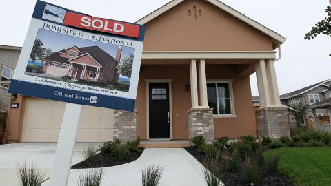 PACIFICA, CA - APRIL 23: A sold sign is posted in front of a new home in a housing development April 23, 2010 in Pacifica, California. Sales of new homes surged nearly 27 percent in March, the largest single-month increase in 47 years. (Photo by Justin Sullivan/Getty Images)