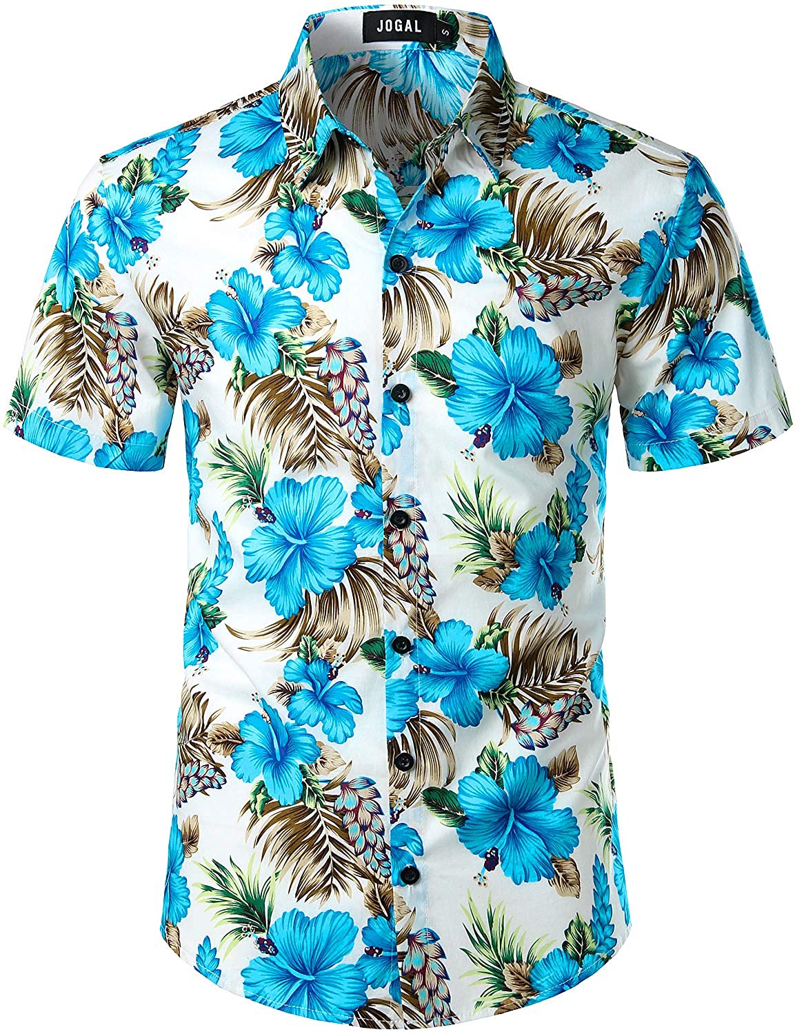 diseño floral JOGAL Camisa hawaiana de manga corta con botones para verano 