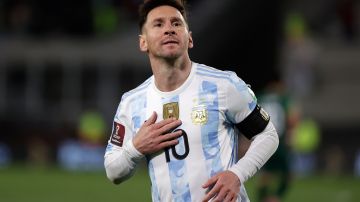 Messi celebra con la selección argentina.