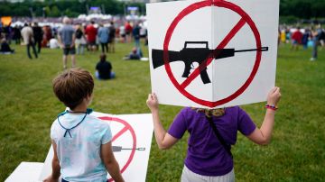 Imagen de la marcha contra las armas en el National Mall de Washington, DC.