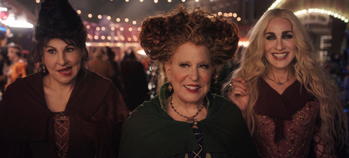 Kathy Najimy is Mary Sanderson, Bette Midler is Winifred Sanderson, and Sarah Jessica Parker is Sarah Sanderson in 'Hocus Pocus 2'.