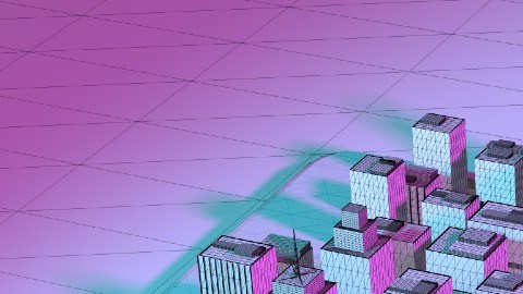 Edificios en una ciudad digital conocida como metaverso