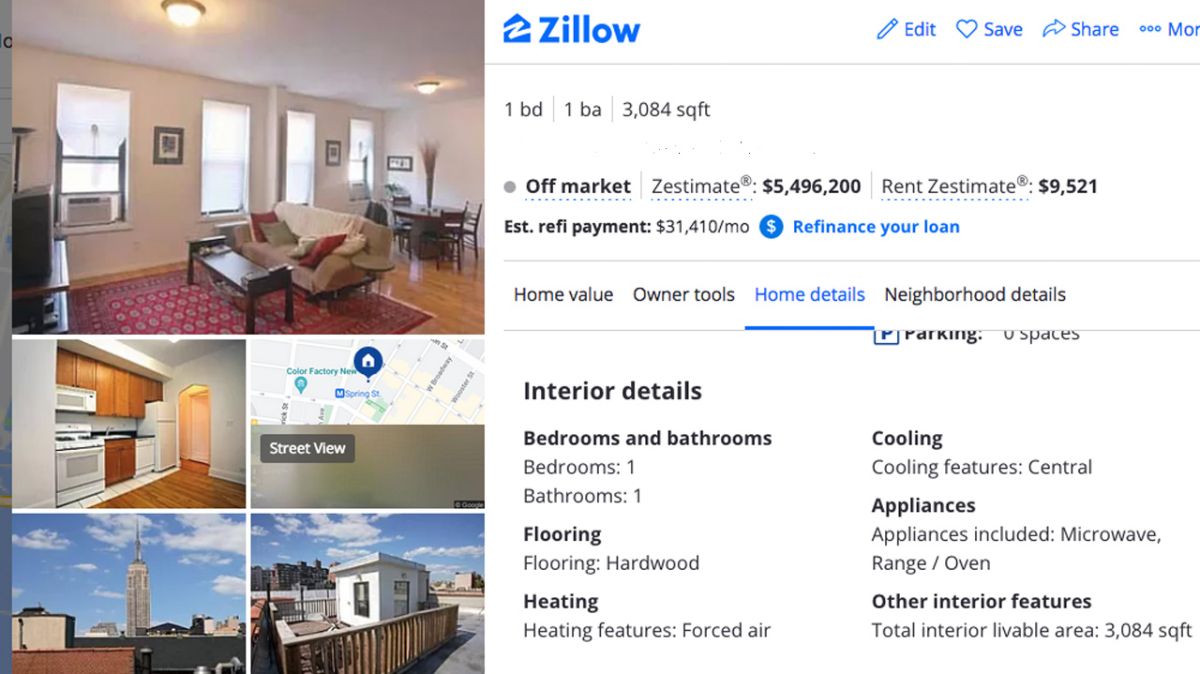 Sandra Bullock tiene un apartamento en un histórico edificio de Nueva York (Zillow)