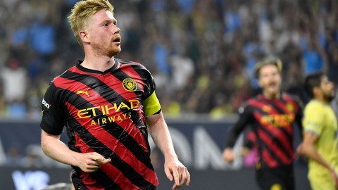 De Bruyne celebra uno de sus dos goles ante el América este miércoles en duelo amistoso.