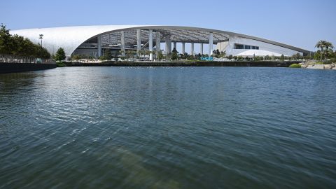 SoFi Stadium sport complex, which was announced by FIFA as the Los Angeles host city venue for the 2026 World Cup, is seen on June 16, 2022 in Inglewood, California. - Mexico City's iconic Azteca Stadium and the Los Angeles Rams' multi-billion-dollar SoFi Stadium were among 16 venues named on June 16 to stage games at the 2026 World Cup being held in the United States, Canada and Mexico. (Photo by Patrick T. FALLON / AFP) (Photo by PATRICK T. FALLON/AFP via Getty Images)