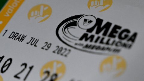 A Mega Millions lottery ticket at a store on July 29, 2022 in Arlington, Virginia. - The jackpot for Friday's Mega Millions is now $1.1 billion, the second-largest jackpot in game history. (Photo by OLIVIER DOULIERY / AFP) (Photo by OLIVIER DOULIERY/AFP via Getty Images)