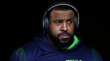 SEATTLE, WASHINGTON - JANUARY 02: Duane Brown #76 of the Seattle Seahawks looks on before the game against the Detroit Lions at Lumen Field on January 02, 2022 in Seattle, Washington. (Photo by Steph Chambers/Getty Images)