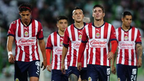 Jugadores de Chivas de Guadalajara en la fecha 3 del Torneo Apertura 2022 de la Liga MX.