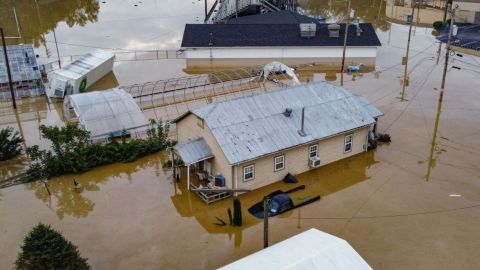 Joven salva a su perrito de morir tras inundaciones en Kentucky
