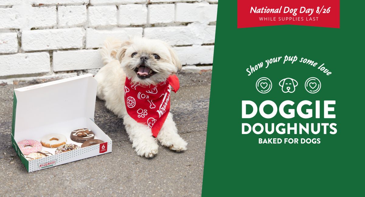 Krispy Kreme lanzó una edición limitada de Doggy Donuts, su primera colección de seis galletas con forma de dona aptas para perros.