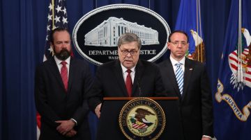 El fiscal general William Barr durante una conferencia de prensa sobre la publicación del Informe Mueller, el 18 de abril de 2019.