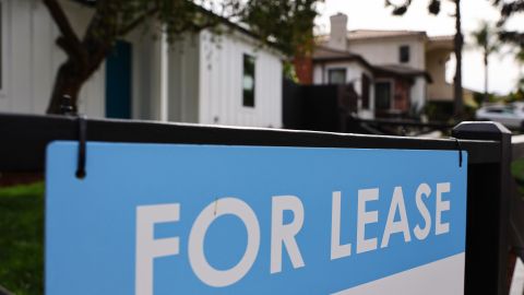 LOS ANGELES, CALIFORNIA - MARCH 15: A "For Lease" sign is posted in front of a house available for rent on March 15, 2022 in Los Angeles, California. Single-family rental home prices are soaring and increased a record 12.6 percent in January compared to the previous year, according to new data from CoreLogic. (Photo by Mario Tama/Getty Images)