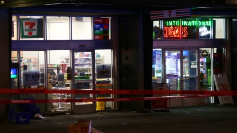 SEATTLE, WA - NOVEMBER 09: Police tape ropes off the sidewalk outside a 7-Eleven near Pine Street and 3rd Avenue after five people were shot and wounded on November 9, 2016 in Seattle, Washington. Assistant Chief of Investigations for the Seattle Police Department, Robert Merner, told reporters that the shooting was not related to a nearby anti-Trump protest but rather from "some type of personal argument" and that the suspect remains at large. (Photo by Karen Ducey/Getty Images)