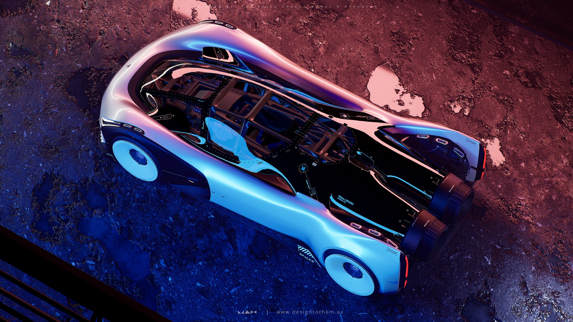 Cómo se vería un Tesla propulsado por las turbinas de un cohete SpaceX