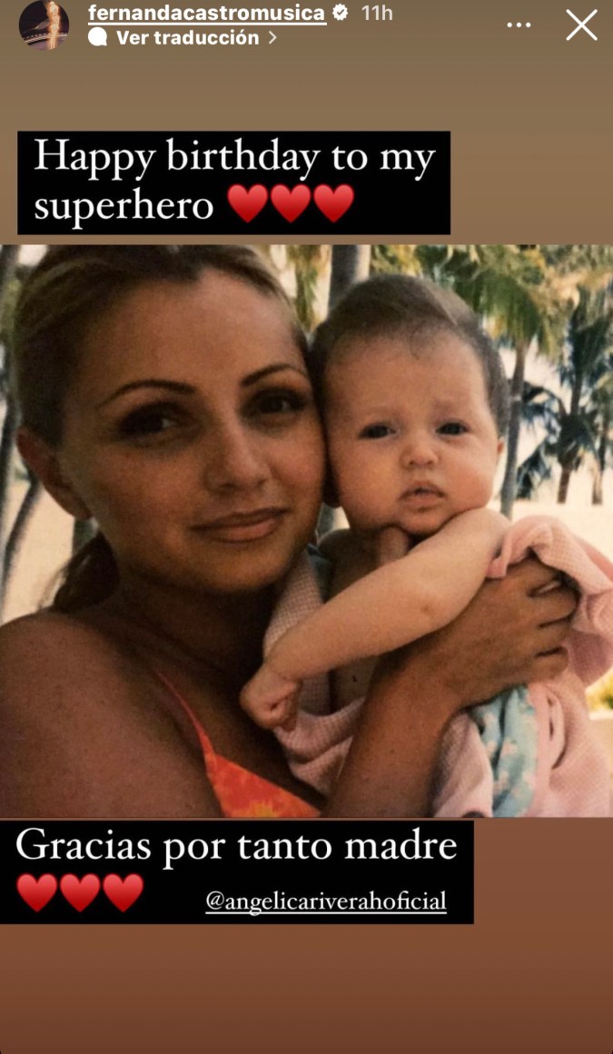 Fernanda Castro felicita a su mamá, Angélica Rivera, en su cumpleaños 53 / Foto: Instastory Fernanda Castro