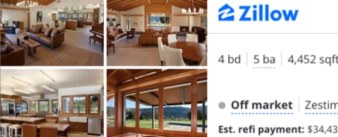 La cocina y recámara del rancho eran sumamente espaciosas (Zillow) 