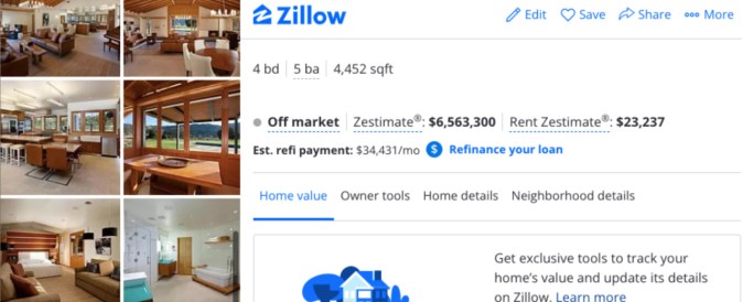 La cocina y recámara del rancho eran sumamente espaciosas (Zillow)