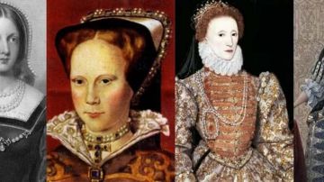 De izq. a der. y con años de reinado: Juana I, 10 al 19 de julio de 1553; María I, 1553-1558; Isabel I, 1558-1603; María II, 1689-1694.