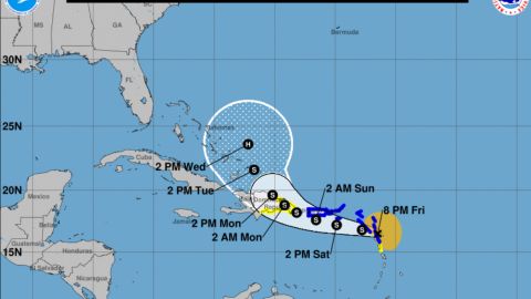 El cono muestra la posible trayectoria de la tormenta tropical Fiona pero no su tamaño.