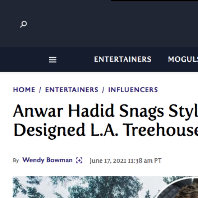 Anwar Hadid, hijo de Mohamed Hadid, posee una linda casa que parece de árbol (Dirt)