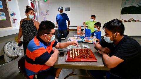 People keep active at the the Lafayette Recreation Center cooling center in Los Angeles, California, on September 2, 2022. - Nine cooling centers opened this week in Los Angeles as Southern California deals with triple-digit temperatures during a heatwave due to last through the Labour Day weekend. (Photo by Frederic J. BROWN / AFP) (Photo by FREDERIC J. BROWN/AFP via Getty Images)People keep active at the the Lafayette Recreation Center cooling center in Los Angeles, California, on September 2, 2022. - Nine cooling centers opened this week in Los Angeles as Southern California deals with triple-digit temperatures during a heatwave due to last through the Labour Day weekend. (Photo by Frederic J. BROWN / AFP) (Photo by FREDERIC J. BROWN/AFP via Getty Images)