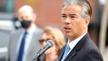 SAN FRANCISCO, CALIFORNIA - NOVEMBER 15: California Attorney General Rob Bonta speaks during a news conference outside of an Amazon distribution facility on November 15, 2021 in San Francisco, California. Bonta announced that Amazon Inc. will have to pay a $500,000 fine after the company failed to adequately notify workers and officials about coronavirus cases at its facilities pursuant to California Assembly Bill 865. The bill also requires companies to share COVID-19 safety plans, benefits and protections with employees. (Photo by Justin Sullivan/Getty Images)