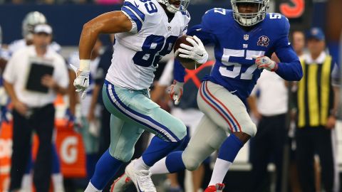 Gavin Escobar durante un juego entre Dallas y NY Giants en 2014.