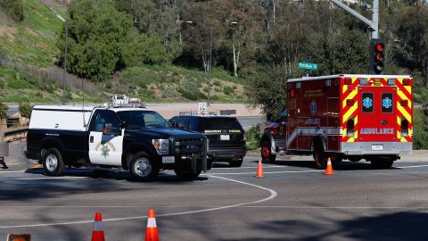 SAN DIEGO, CA - JANUARY 26: California Highway Patrol officers control traffic outside Naval Medical Center San Diego after reports of gunfire inside the Military Hospital on January 26, 2016 in San Diego, California. Initial reports of gunfire were later later said to be unfounded by local law enforcement. (Photo by Sean M. Haffey/Getty Images)