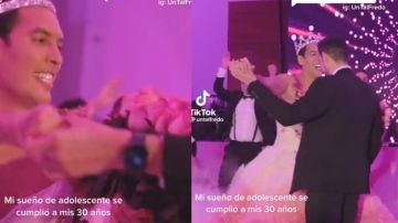 Hombre triunfa en internet por festejar sus 30 años con vestido de quinceañera (VIDEO)