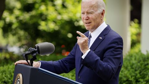 El presidente durante una conferencia en los jardines de la Casa Blanca.