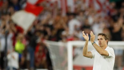 Julen Lopetegui en su último partido como entrenador del Sevilla.