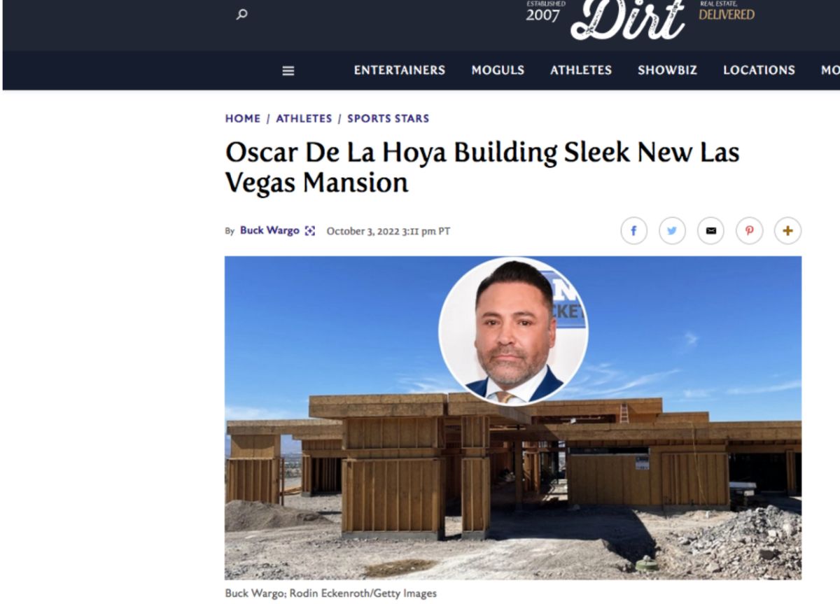 Oscar de la Hoya estrenará nueva mansión en los próximos meses en Nevada (Dirt)