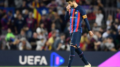 Gerard Piqué lamentando el resultado contra el Inter de Milán.